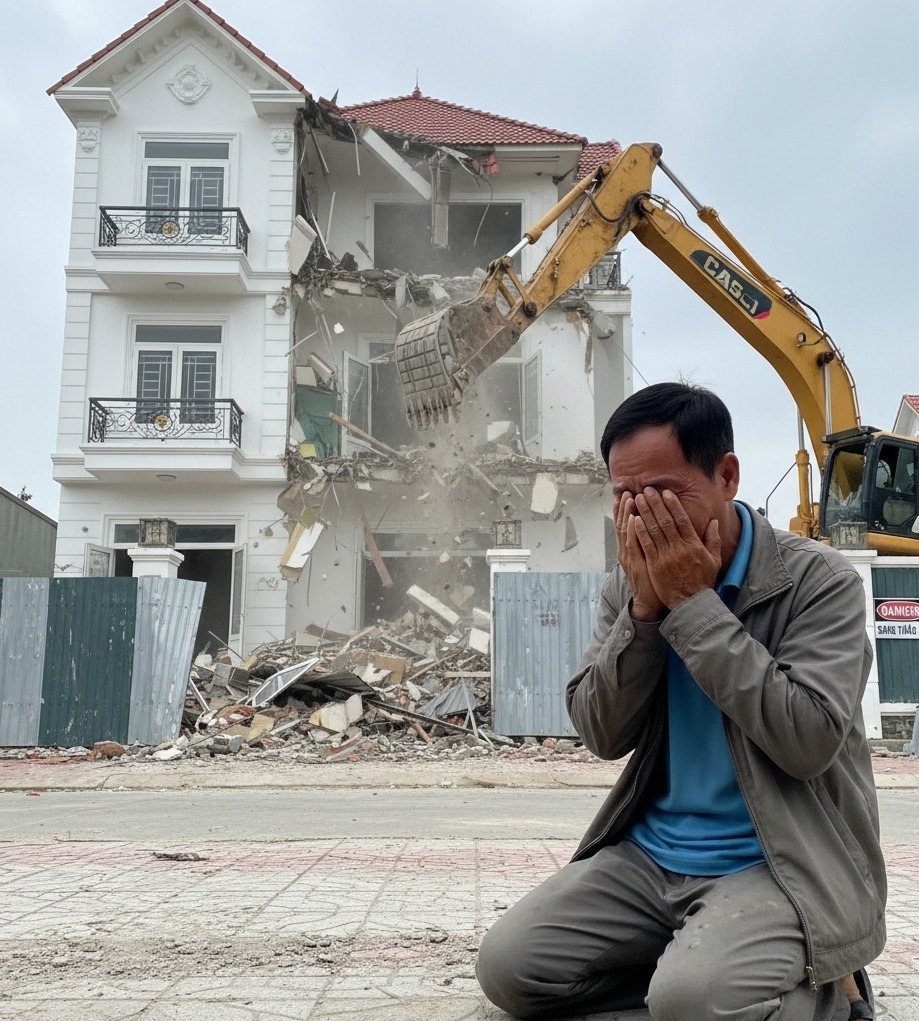 Tôi phải đập bỏ nhà mới xây 700 triệu vì lấn đất hàng xóm 11 cm