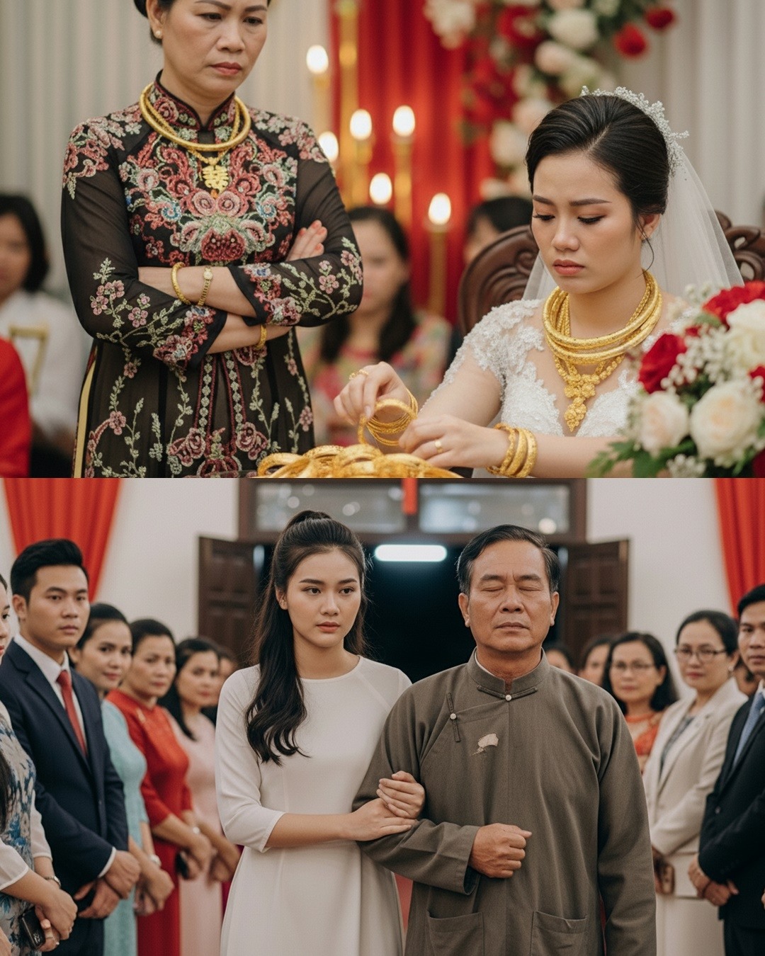 Cô dâu bỏ váy cưới cùng 100 cây vàng trả lại nhà trai rồi dắt người bố m ù về quê sau khi mẹ chồng nói câu này