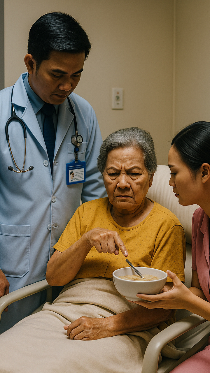 Mẹ chồng bị t a i n ạ n, con dâu nấu vội bát cháo cầm vào viện, vừa đặt bát cháo lên bàn, mẹ chồng vội vàng lấy thìa khoắng vữa bát cháo rồi mắng con dâu té tát