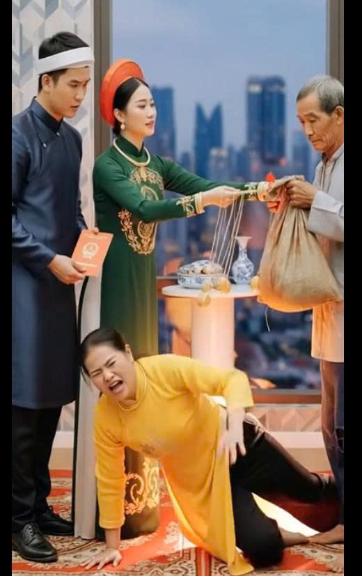 Kh i nh nhà gái ngh è o mẹ chồng lên trao đúng 1 chỉ vàng