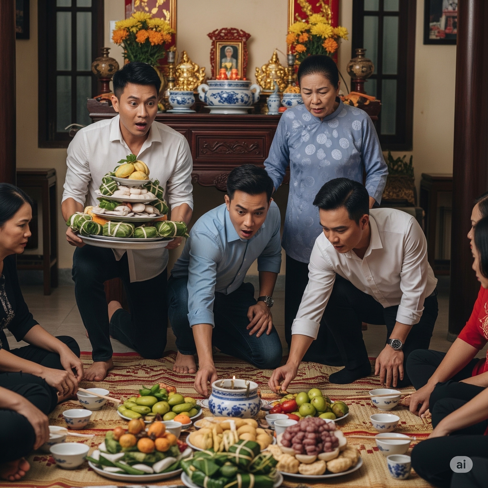 3 anh em trong nhà kiện cáo nhau um tỏi ra tòa vì căn nhà mặt phố của bố để lại, nào ngờ ngày giỗ 100 ngày thằng cả đang bưng mâm cúng đặt lên bàn thờ