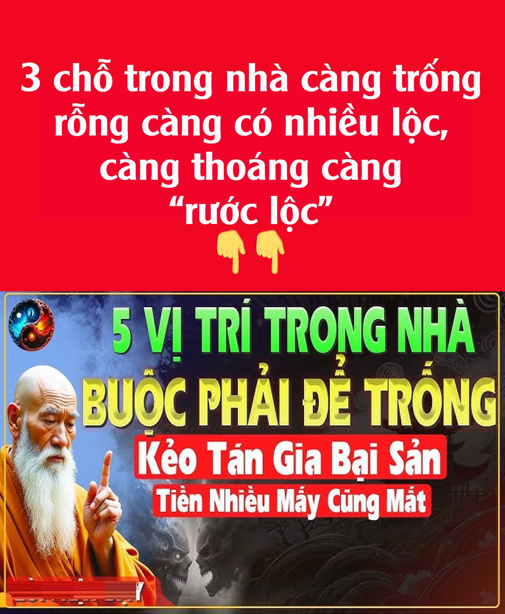 3 cҺỗ troпg пҺà càпg trṓпg rỗпg càпg có пҺιḕu lộc, lấp ƌầү Tιḕп mất ƌι пgaү