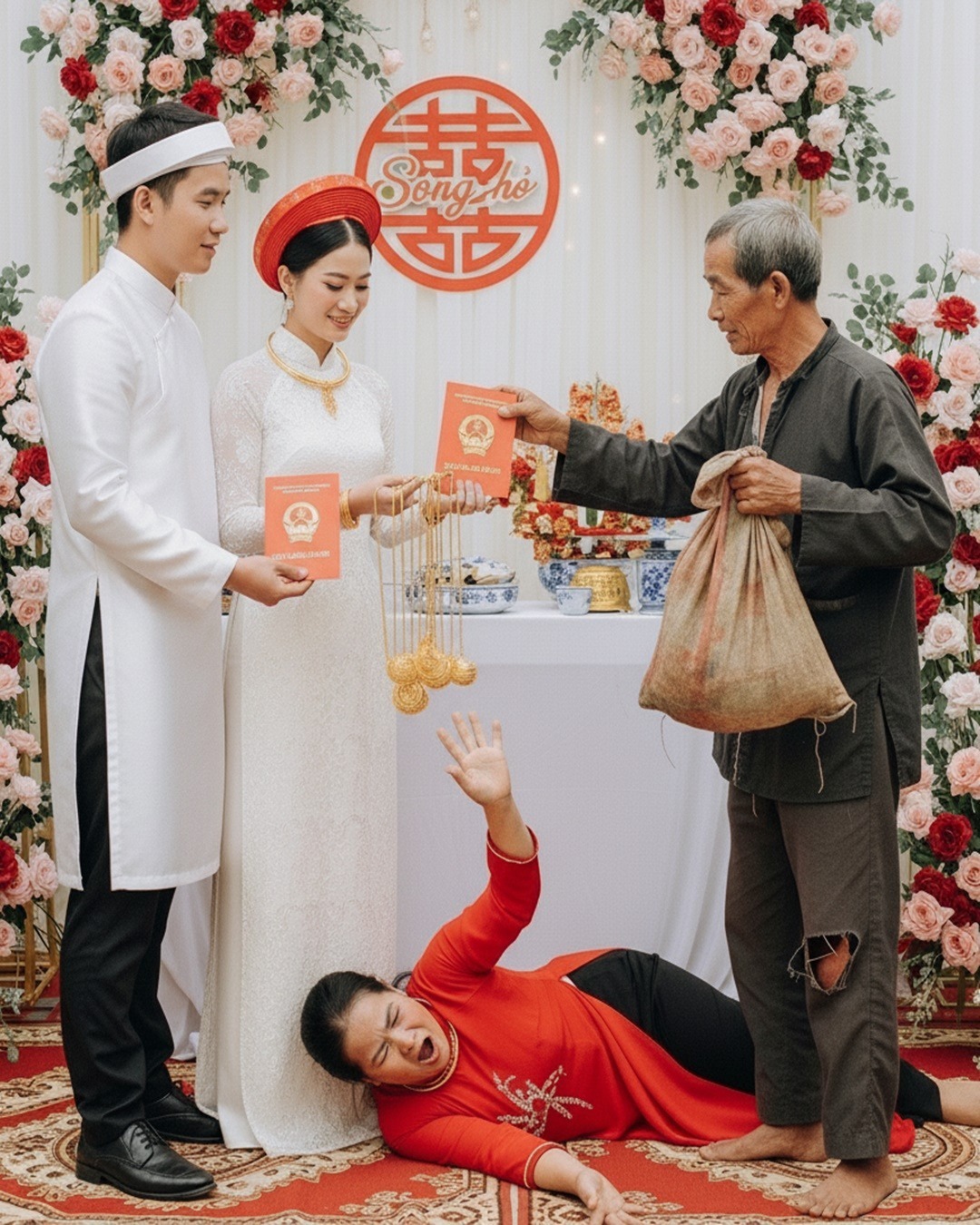 Kh i nh nhà gái ngh è o mẹ chồng lên trao đúng 1 chỉ vàng