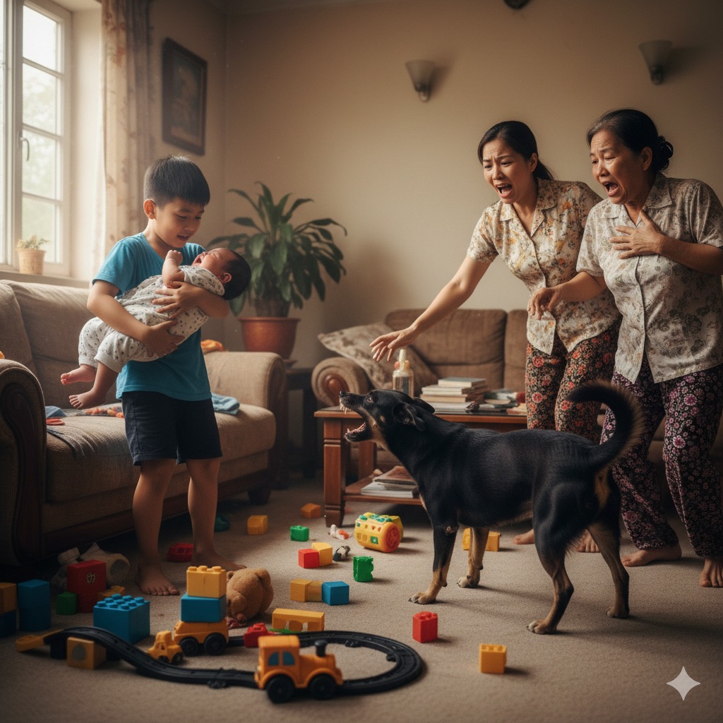 Bị Dì Gh ẻ đa y nghi ế n, không cho ăn đủ bữa nhưng Cậu Bé 7 tu ổ i vẫn yê u thương Em Bé cùng cha khác m ẹ hết mực, cho đến 1 hôm chú c h ó đen trong nhà liên tục lao về cậu bé sủ a lớn