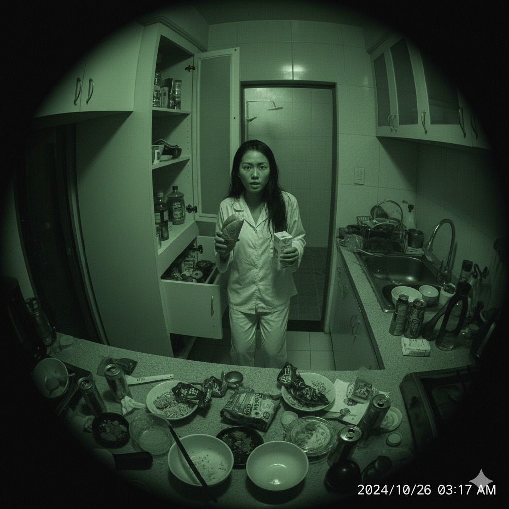 Nhưng dẫu anh đã cẩn thận bỏ thức ăn trong tủ kín, sáng hôm sau vẫn thấy hộp cơm, bánh, thậm chí đồ ăn vặt – mất sạch.