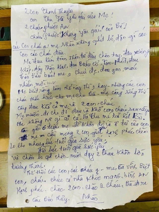 Nội dung lá thư tuy ệ t m ệ nh người phụ nữ để lại cùng 6 triệu đồng trước khi đi ra cầu Bến Thủy