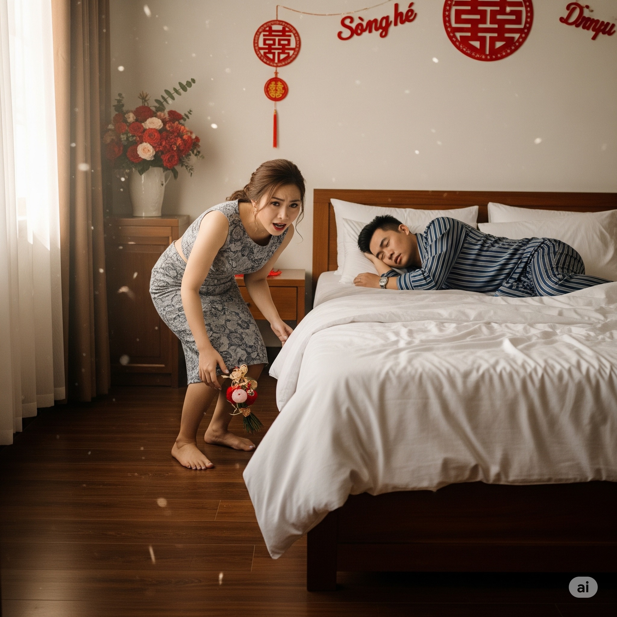 Đêm tâ:;n h;;ôn với người chồng giàu nhất xóm khiến tôi mong chờ cả ngày, nào ngờ đến lúc cao trào bỗng nghe thấy tiếng s ột so ạ t ở dưới gầm giường, tôi tò mò ngó xuống xem thì khó c thét khi nhìn thấy…