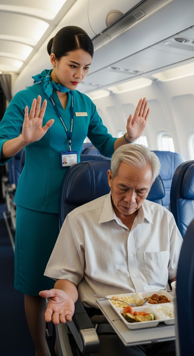 Ông lão ăn mặc giản dị bị từ chối suất ăn trên máy bay, sau khi hạ cánh ông s a th ả i toàn bộ phi hành đoàn