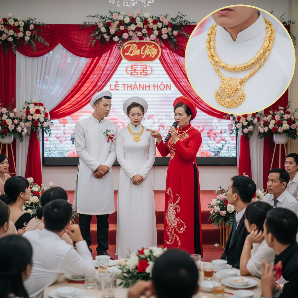 Ngày cưới, em dâu vừa bước ra ngoài thì cả h ô n trường vang lên tiếng bàn tán ồn ào, nhìn lên màn hình trên sân khấu nhà trai nhà gái chỉ muốn “độ;;n thổ” vì quá x ấ u h ổ, mẹ chồng bất ngờ lao lên sân khấu giật mic nói về 1 cây vàng trên cổ con dâu.