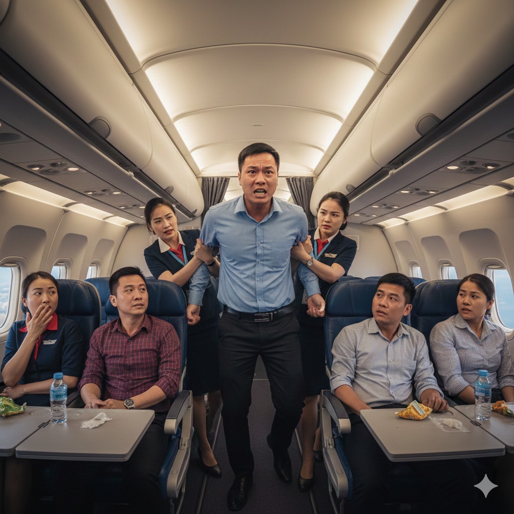 Một hành khách đòi máy bay hạ cánh ngay lập tức vì phát hiện ra điều bất thường của 2 tiếp viên nhưng tổ phi công nhất quyết không đồng ý