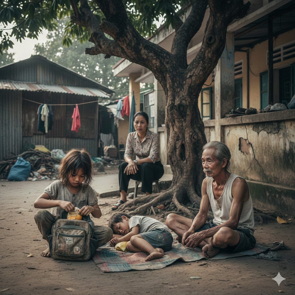 Mỗi ngày, bé gái 7 tu;/ổi lại cất bữa trưa đi thay vì ăn. Cô giáo tò mò đi theo em trong giờ ra chơi buổi chiều và những gì cô nhìn thấy phía sau trường