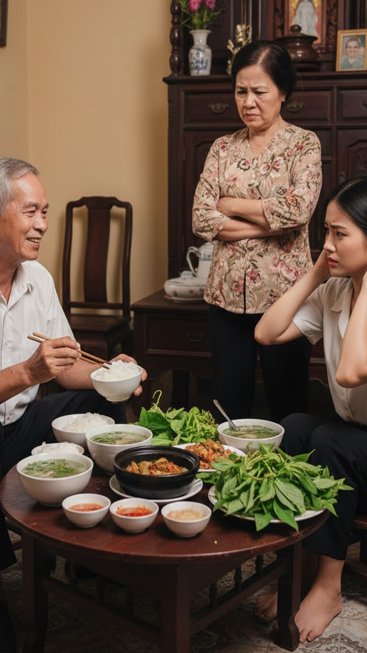 Bố chồng không ăn cơm tối với ai ngoài… tôi, cho dù tôi tăng ca về muộn đến 10h đêm ông cũng chờ mới ăn. Mẹ chồng thì mặt sưng mày xỉ a nghi ng ờ tôi và bố chồng có t ì nh ý gì…