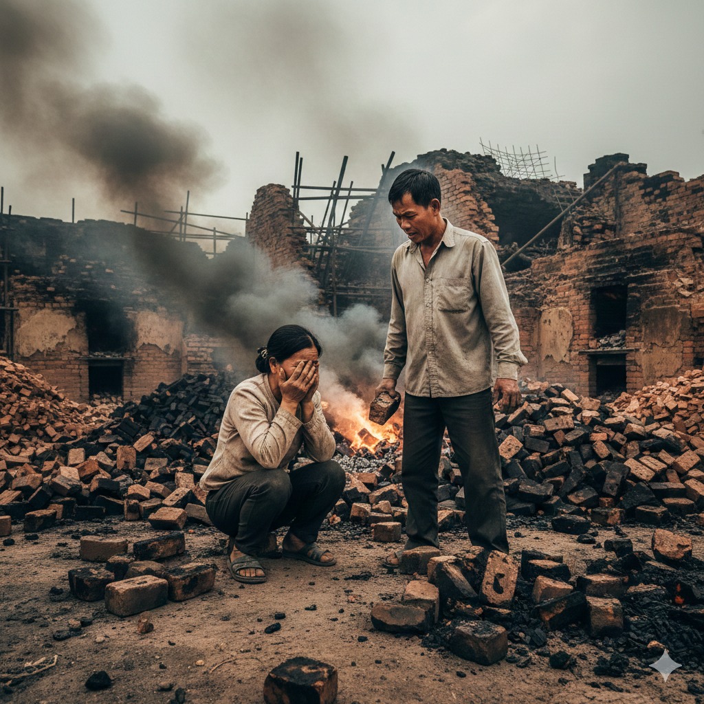 Gia đình ông Lương – chủ vựa gạch lớn nhất huyện, đùng đùng đạp đổ tường của lão hàng xóm vì xây tường lấn 10cm đất hành lang