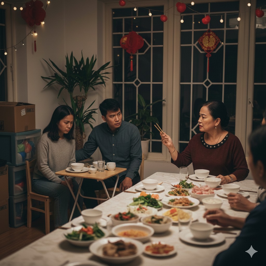 “Con đến đây với tư cách con dâu, vợ của cháu mợ. Con mang quà, mang lòng tôn trọng. Nhưng nếu chỉ được xem là người ăn ké, thì con nghĩ… con không cần sự ‘tốt bụng’ đó.”