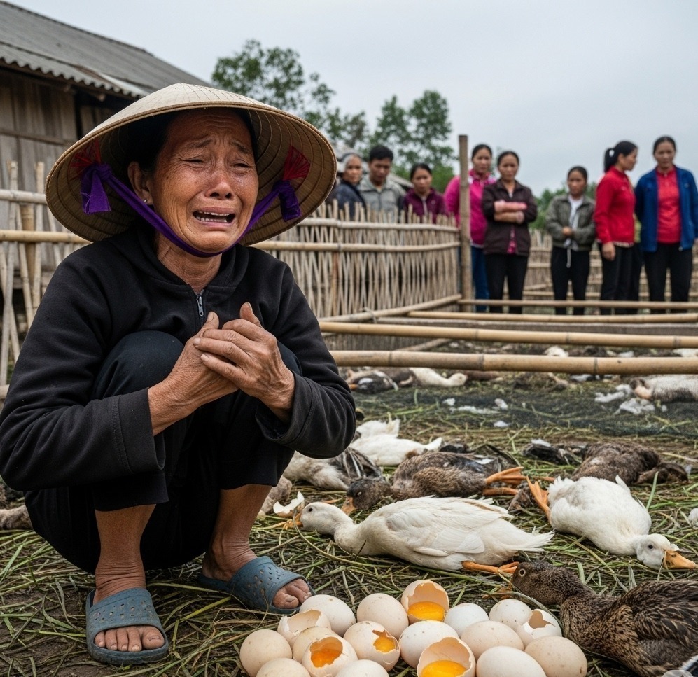 Nhà bà Tám ở cuối làng Cẩm Thủy nổi tiếng bao năm vì đàn vị t hàng trăm con, cho trứng to, lòng đỏ vàng ươm