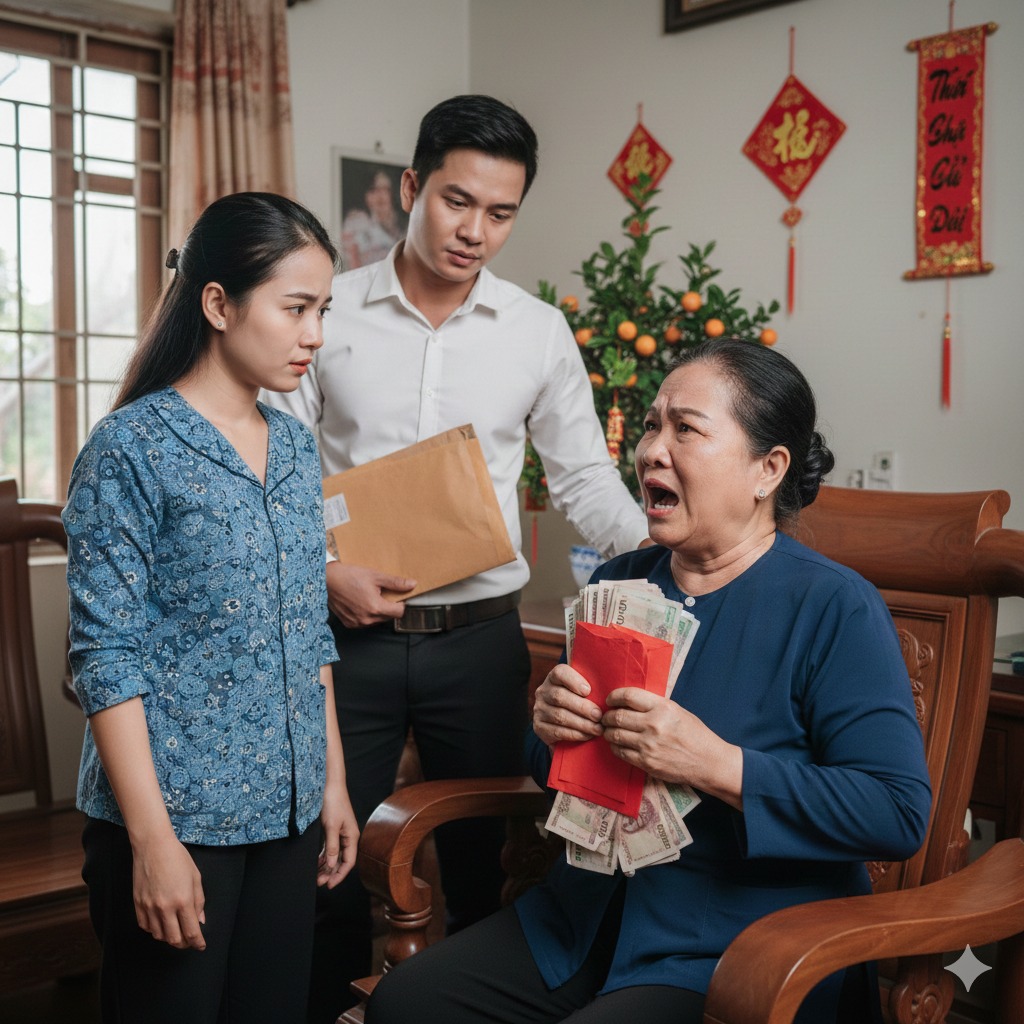 Ba tháng sau, bà Năm nhập viện vì cao huyết áp. Tuấn xoay xở ti ề n bạc, mới tá hỏa nhận ra số tiền bà giữ… đã cho em gái vay gần hết.