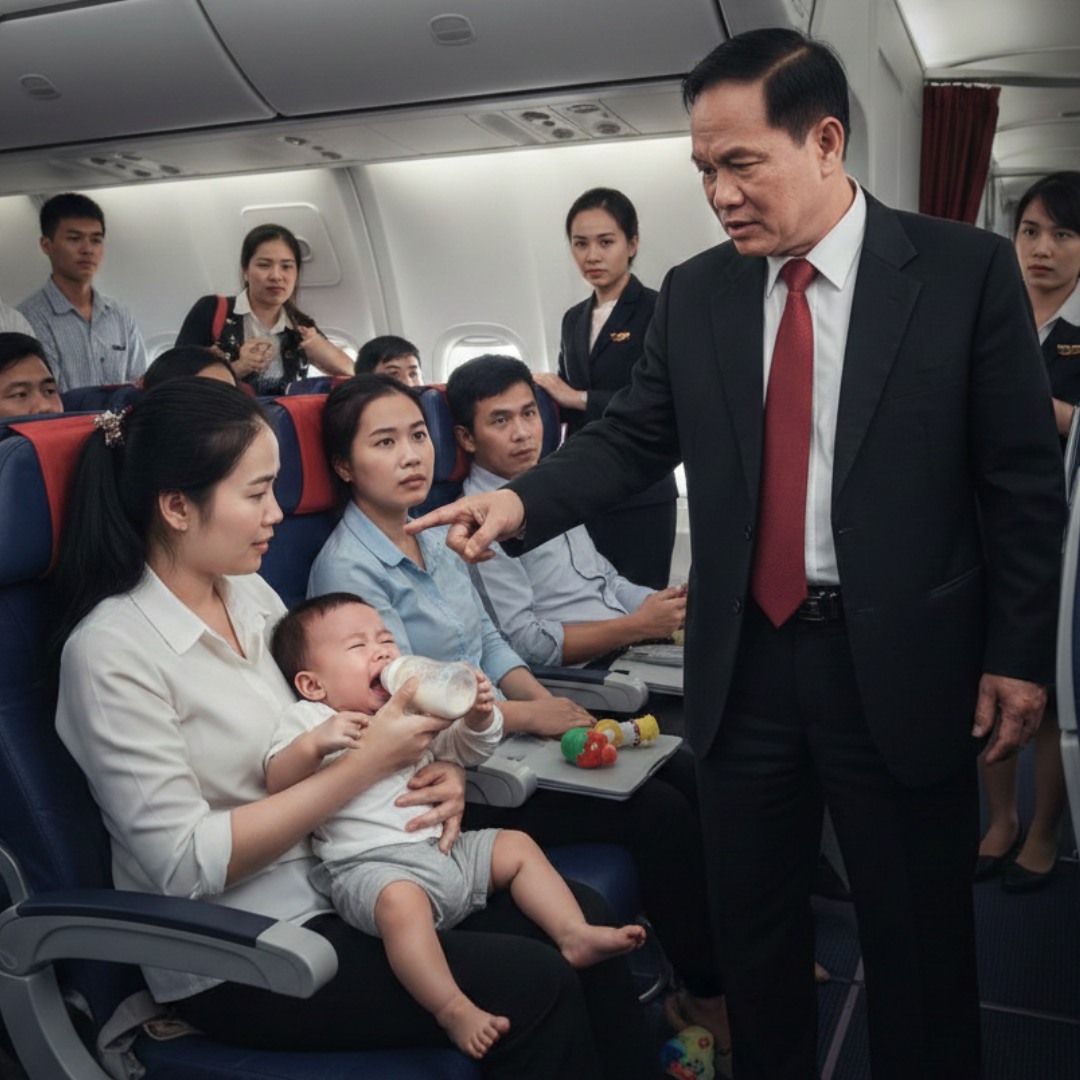 Trên máy bay, 1 đứa bé khóc không ngừng. Đúng lúc này vị đại gia giàu có giận dữ tiến lại gần và quát tháo yêu cầu đứa trẻ phải im lặng, ông ta mắng xối xả cho đến khi người mẹ đơn thân lên tiếng tiết lộ rằng đứa bé đang bị..